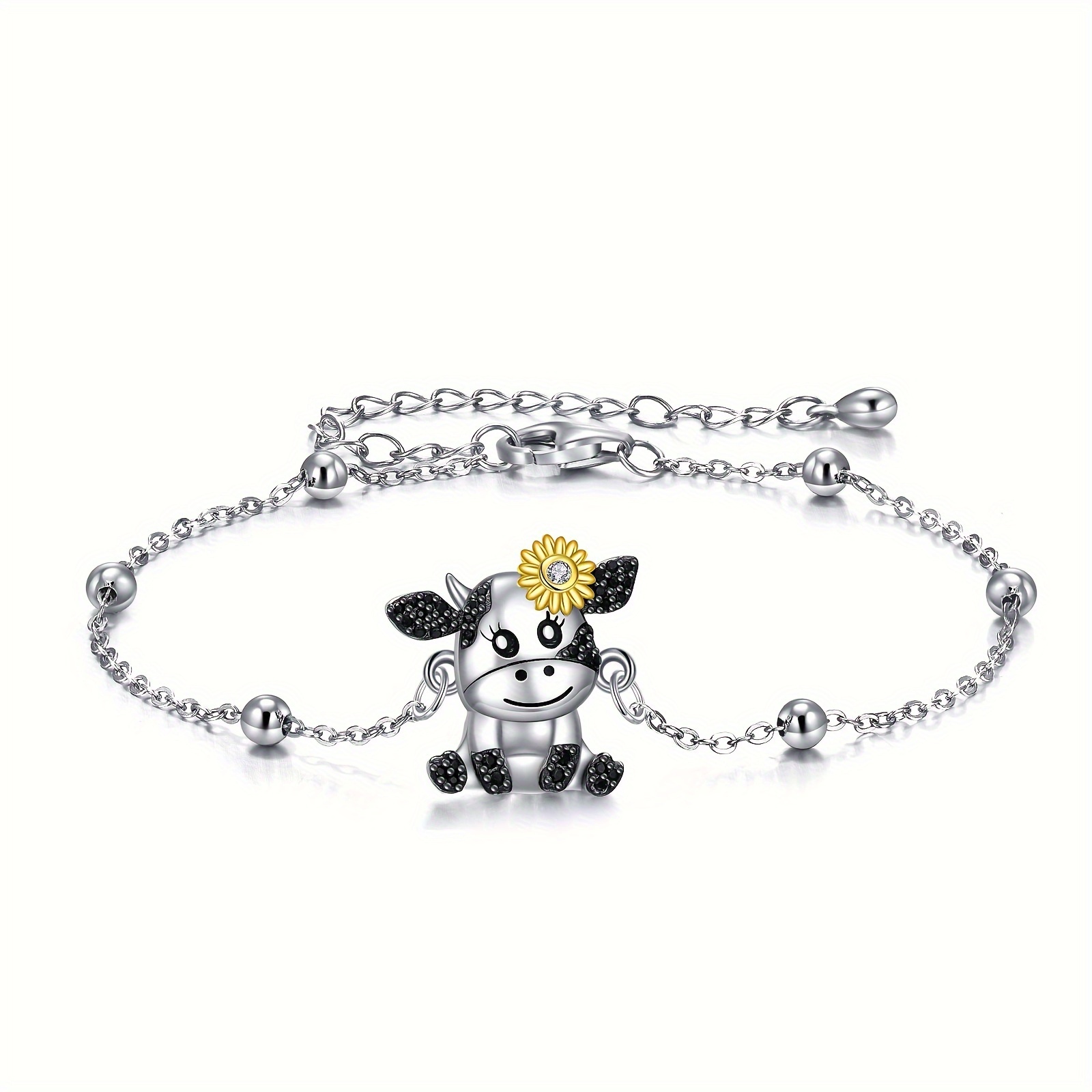 925 Silver Cow Bracelet for Women, Cow Jewelry Gift